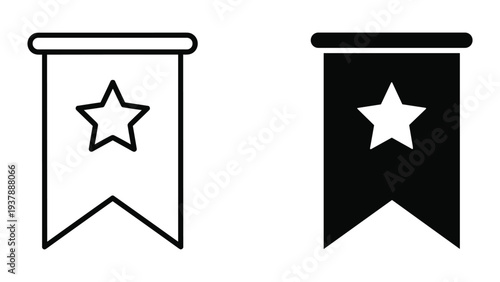 Bookmark Star Icon Set Vector Graphic