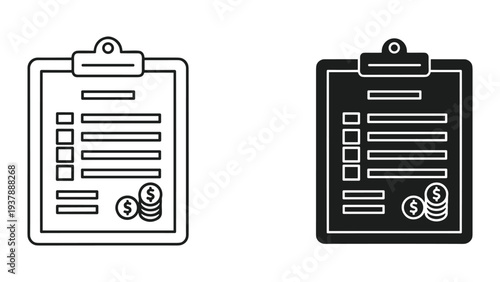 List Coins Clipboard Financial Report Business