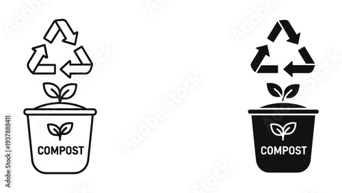 Compost Bin Recycling Plant Growth Eco Symbol