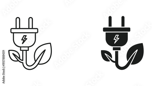 Energy Plug Leaf Icon Sustainability