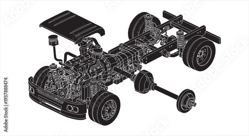 Fire Truck Blueprint – Emergency Rescue Vehicle CAD Technical Drawing