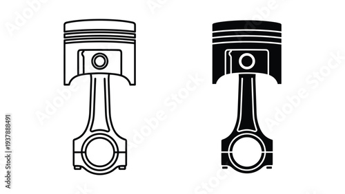 Piston Engine Parts Mechanical Components Vector Illustration