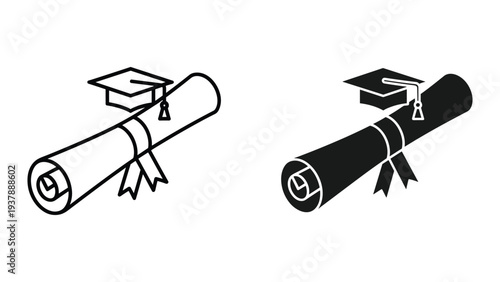 Graduation Diploma Cap Scroll Achievement Symbol