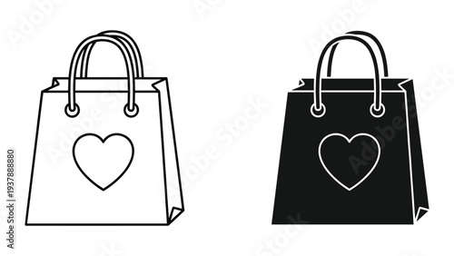 Shopping Bag Heart Icon Commerce Symbol