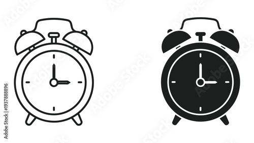 Alarm Clock Icon Contrast Timekeeping Metaphor