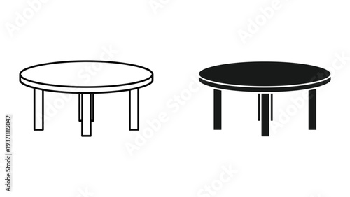 Round Table Outline Versus Silhouette Design Element