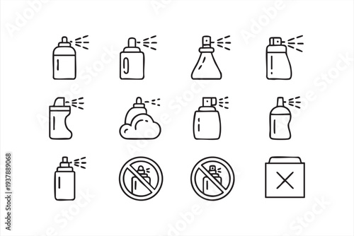 Deodorant Perfume and Sanitizer Spray Outline Icon Pack
