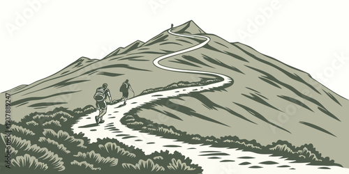 A mountain with a river running through it Vector