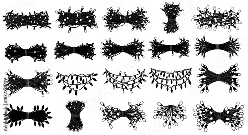 Collection of abstract black line art designs on white background for creative projects and graphic resources