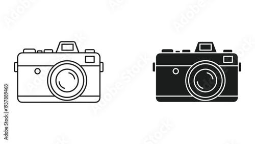 Camera Icon Set Vintage Technology