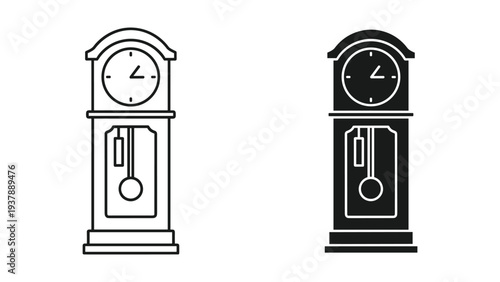 Grandfather Clock Silhouette Vintage Timepiece Commercial Graphic