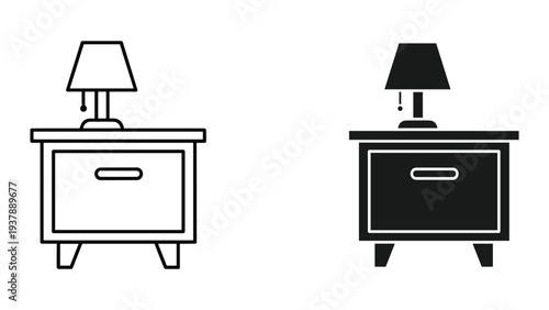 Nightstand Lamp Furniture Icon Vector Commercial