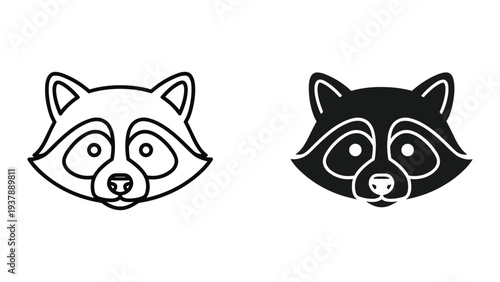 Raccoon Head Icon Symbol Vector Style