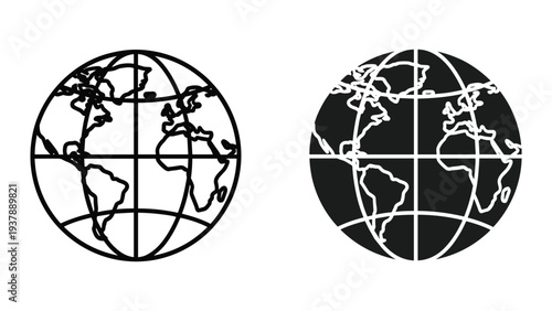 Globe Icons Earth Map Globe Network Concept