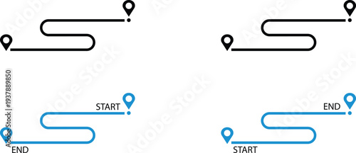 Obraz na płótnie Infographic template for journey or path with start and end points and navigatio