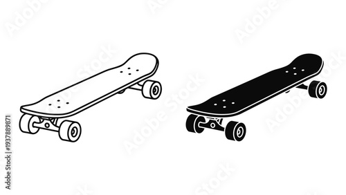 Skateboards Line Art Silhouette Vector Transportation Recreation