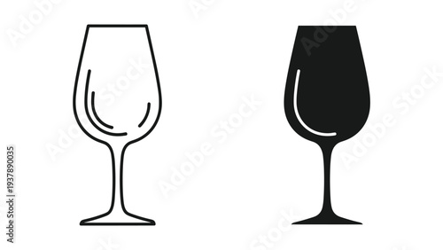 Wine Glass Silhouette Icon Contrast