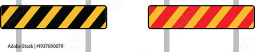 Warning signs with diagonal stripes on transparent background for safety and caution purposes
