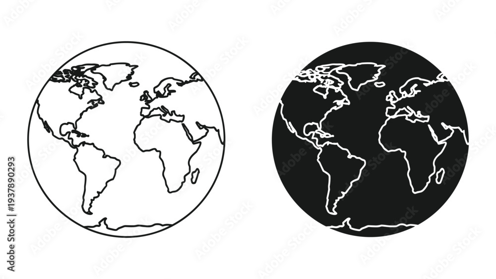 Obraz premium Earth Globes Two Styles Contrast Global Representation