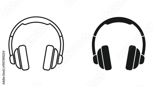 Headphones Icon Outline Silhouette Audio Symbol