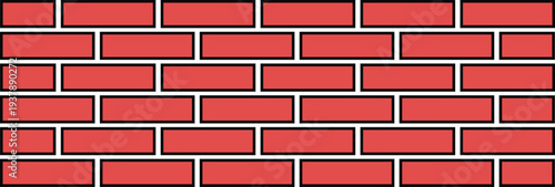 Red brick wall pattern with black outline and white mortar texture