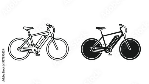 Electric Bicycle Icon Set Modern Transportation