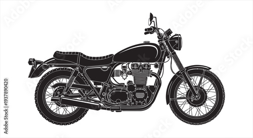 Motorcycle Blueprint – Classic and Vintage Bike CAD Technical Drawing