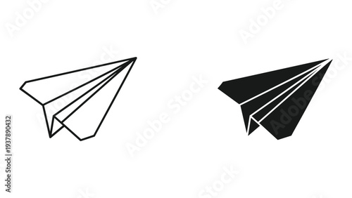 Paper Airplane Icon Set Communication Strategy