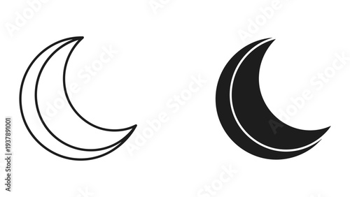 Moon Crescent Icon Comparison Graphic Design