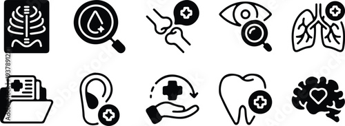 hand drawn health medical icon set vector illustration design collection 