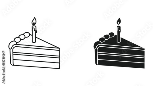 Birthday Cake Slice Candle Celebration Icon