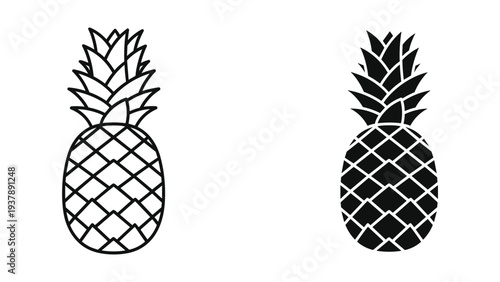 Pineapple Silhouette Contrast Tropical Fruit Design
