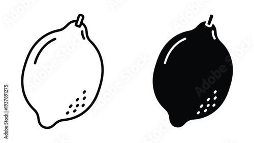 Lemon Icon Contrast Outline Silhouette Graphic