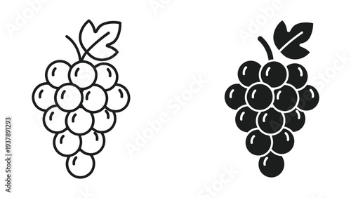 Grapes Cluster Vector Icon Food Symbol