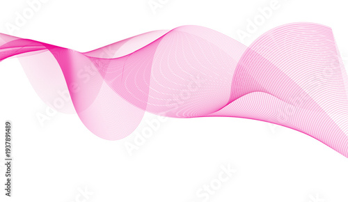 Abstract pink smooth wave on a white background. Dynamic sound wave. Vector eps10