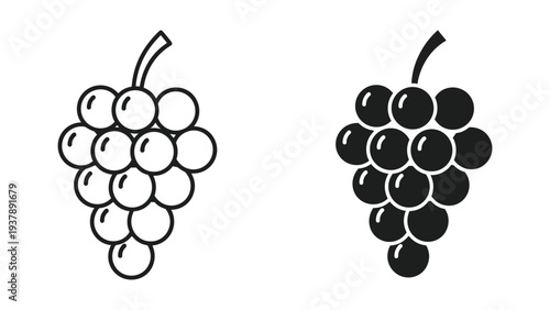 Grapes Bunch Outline Silhouette Commercial Icons