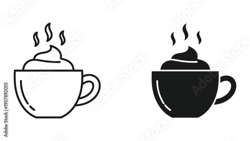 Hot Drink Icon Set Beverage Cream Steam