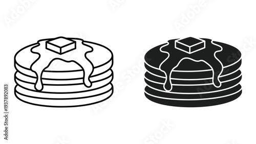 Pancakes Stack Butter Syrup Icon Commercial