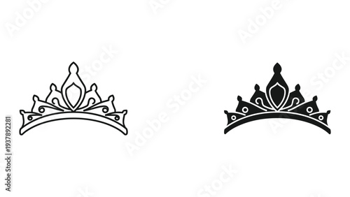 Crown Tiara Vector Icon Royal Emblem Symbol