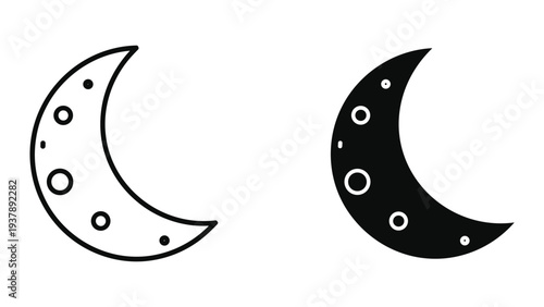 Crescent Moon Icon Celestial Night Sky Symbol