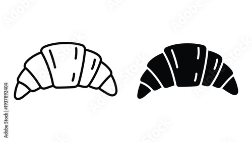 Croissant Icon Set Pastry Food Graphic Design