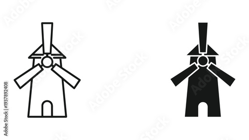 windmill icon vector agriculture energy concept