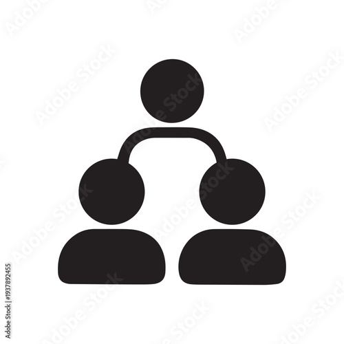 Simple Black Hierarchy People Icon Design Element with Connection Symbol