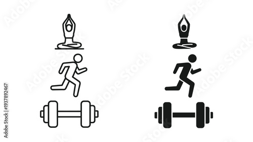 Fitness Icons Yoga Running Dumbbells Health Wellness