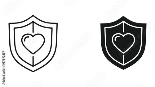 Heart Shield Security Protection Symbol