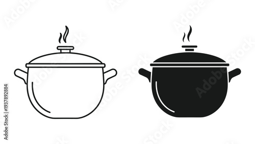 Cooking Pot Silhouette Steam Icon Commercial