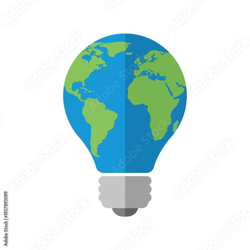 Earth Day vector illustration of globe light bulb for eco energy and environmental awareness