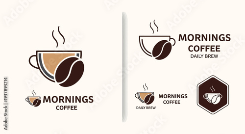 Brown coffee cup with steam rising.