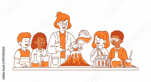 Children in science lab setting experiment.