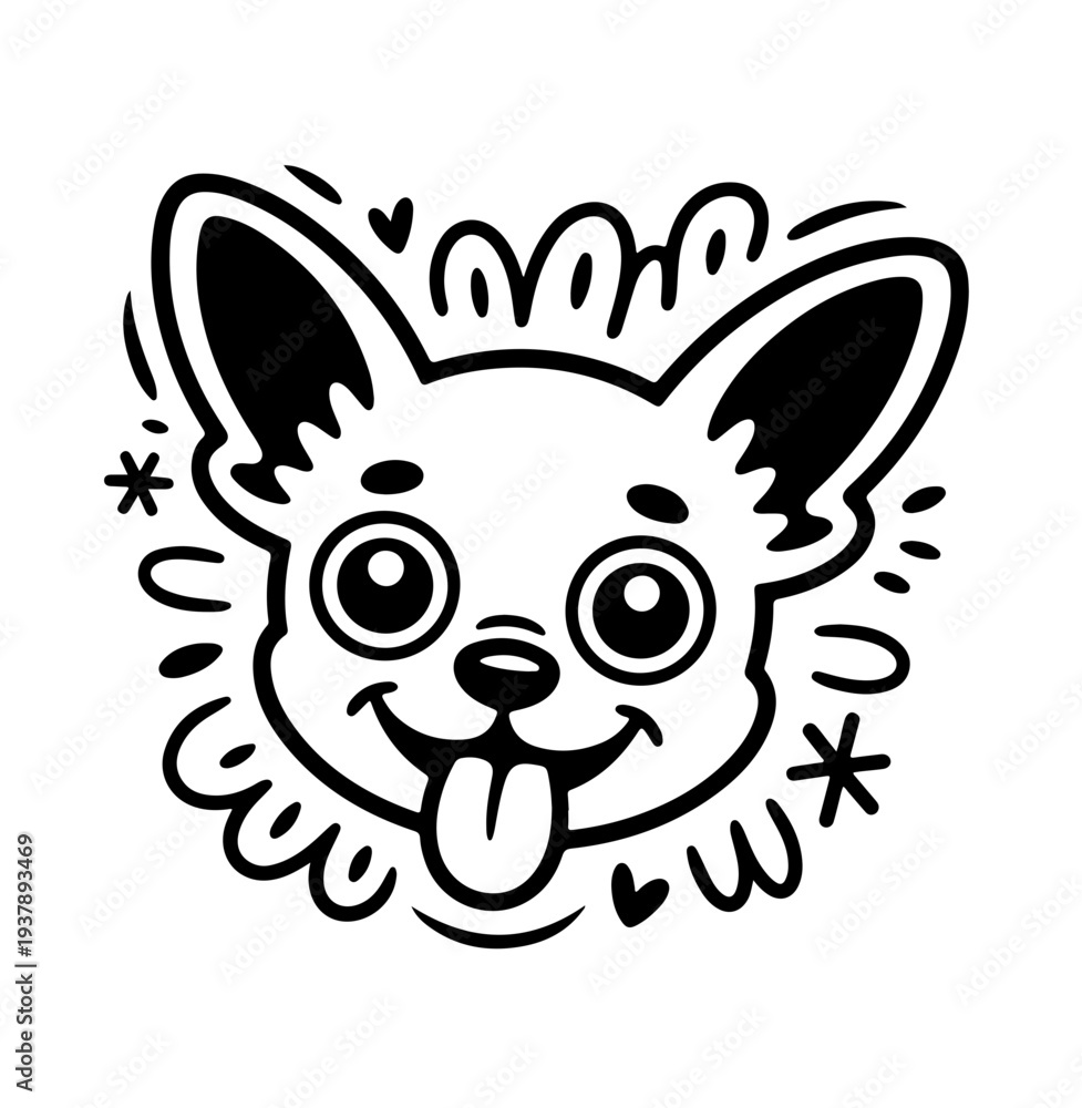 Fototapeta premium Vector cartoon of cute doodle dog chihuahua